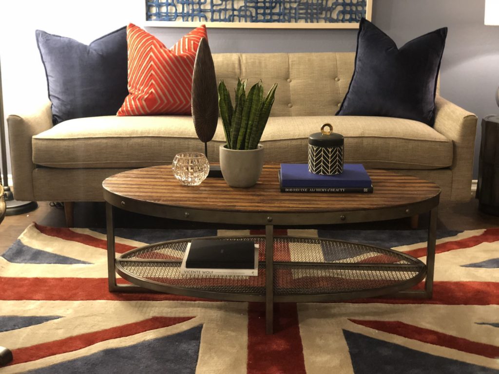 Living room with sofa and decorative coffee table