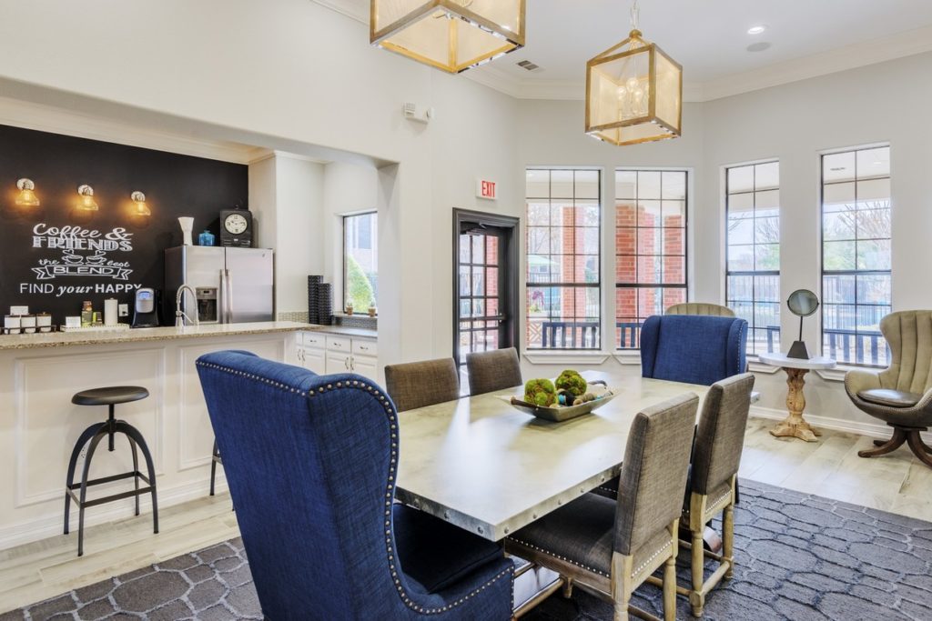 Kitchen and dining room set up 