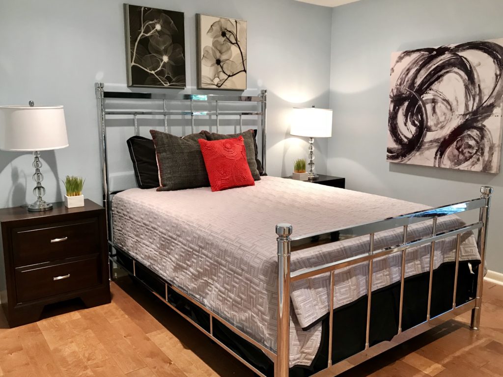 Modern home staging with metal and glass accents