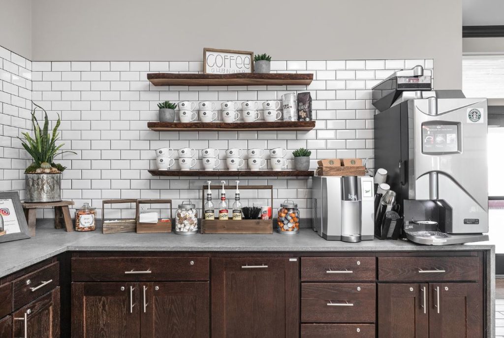 Coffee bar in this multifamily renovation