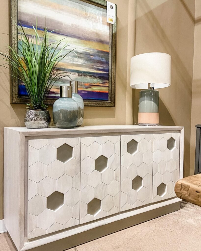 Credenza with tile effect