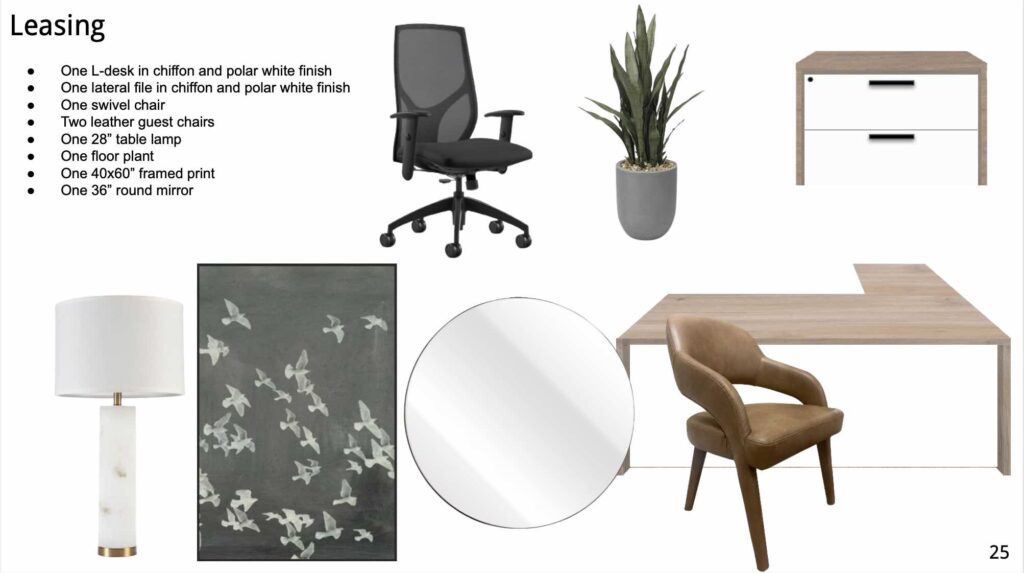 leasing office decor furniture specifications