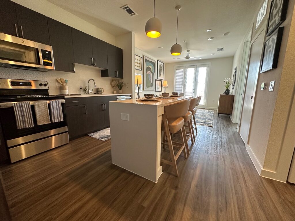 Kitchen of staged model for Highline on Magnolia