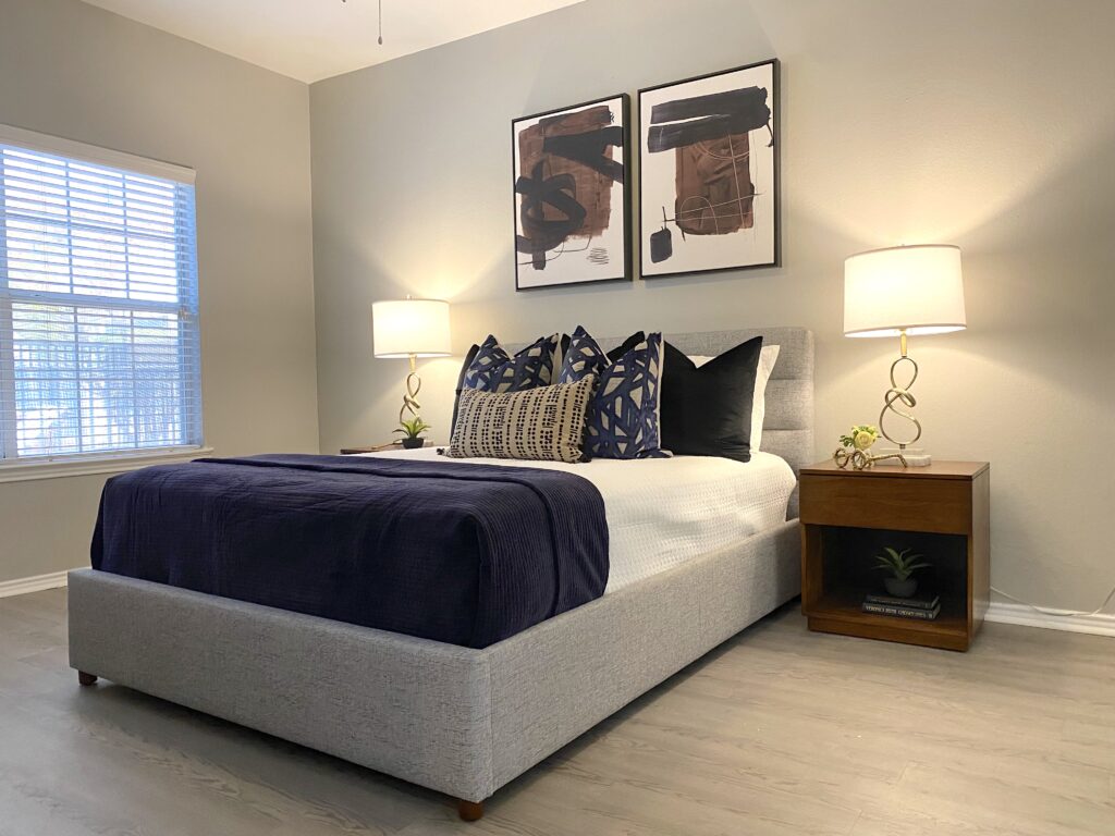 Bedroom custom model apartment staging