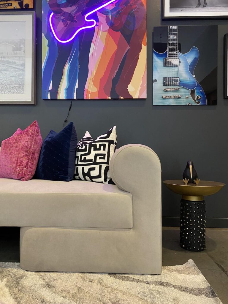 Neon signs and pops of pink in the Eastside Heights apartments clubroom updates
