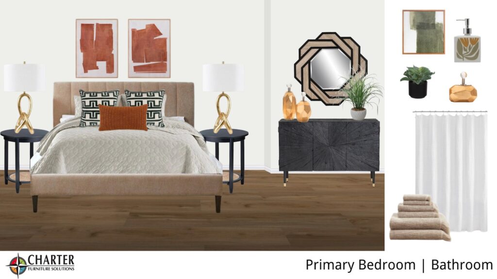 Upton primary bedroom furnishings