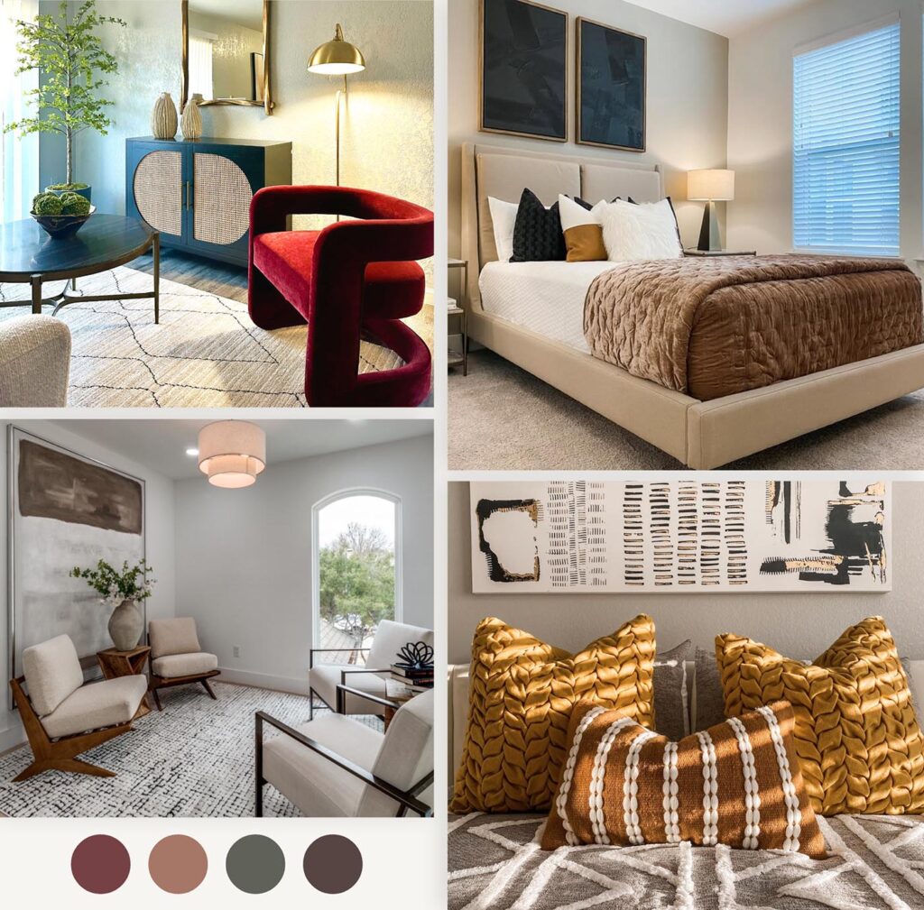 Design Trend, Moody Earth Tones - chocolate, olive, indigo, and burgundy bring depth and sophistication