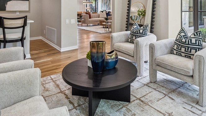 Round black modern coffee table