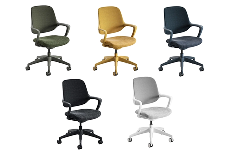 Ergonomic desk chairs in multiple colors.