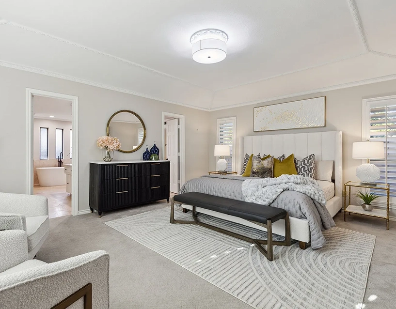 Elegant staged living room with a modern style